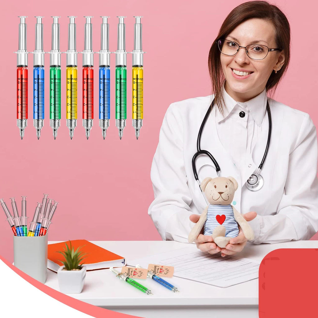 Funny Syringe Ballpoint Pen - 8 Pack Novelty School &Office Stationery