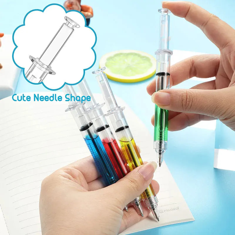 Funny Syringe Ballpoint Pen - 8 Pack Novelty School &Office Stationery