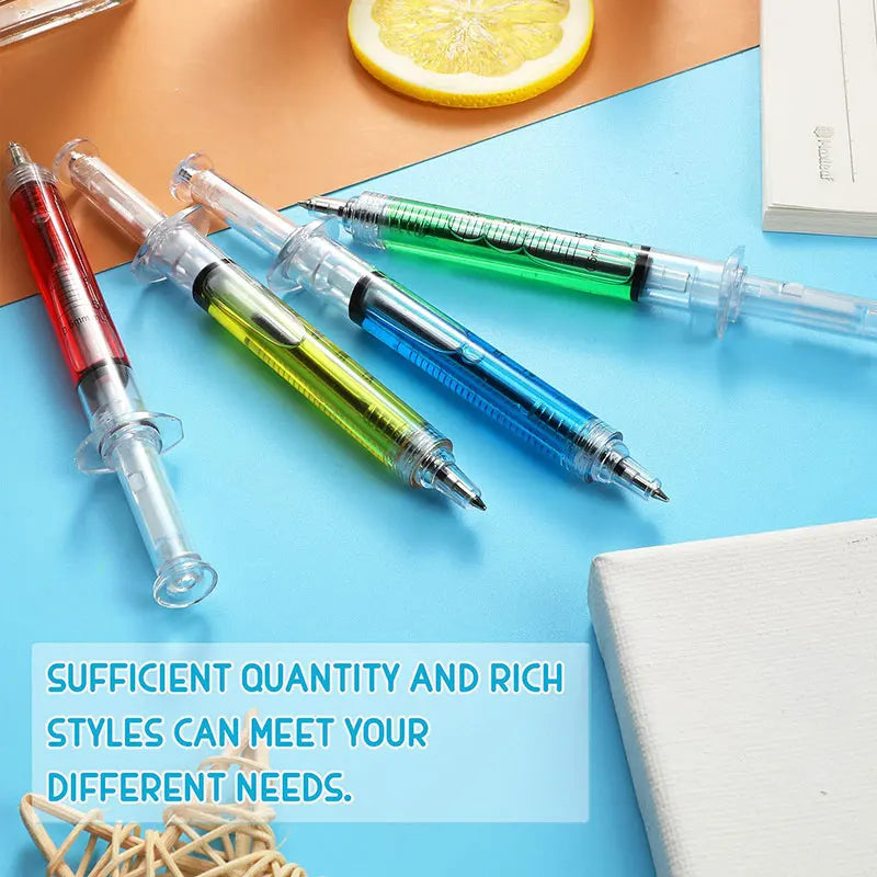 Funny Syringe Ballpoint Pen - 8 Pack Novelty School &Office Stationery