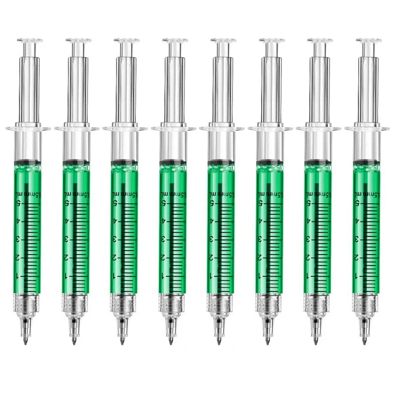 Funny Syringe Ballpoint Pen - 8 Pack Novelty School &Office Stationery