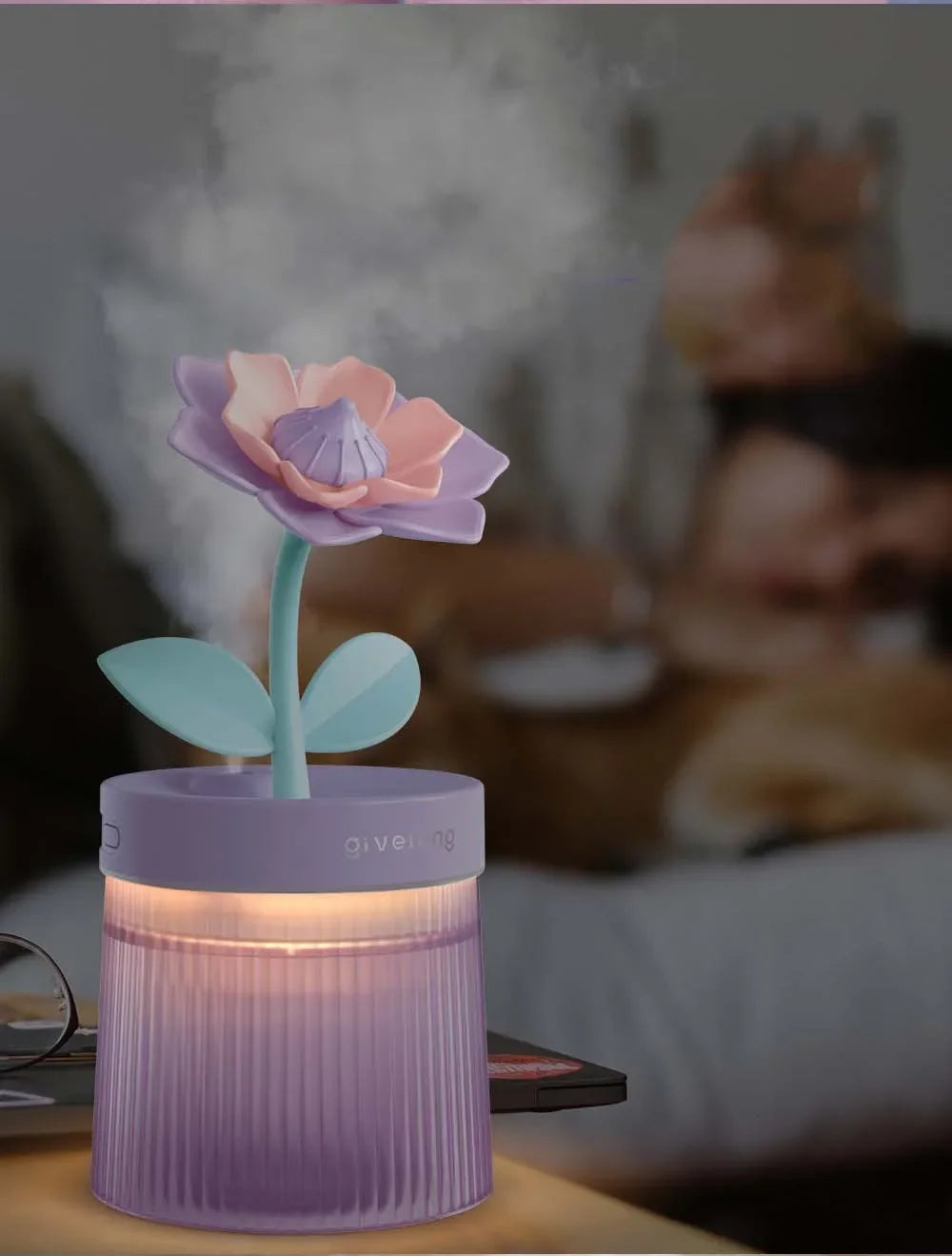 2026 USB Portable Ultrasonic Humidifier - Colorful Cup Aroma Diffuser, Cool Mist Maker, Flower Air Purifier with LED Light