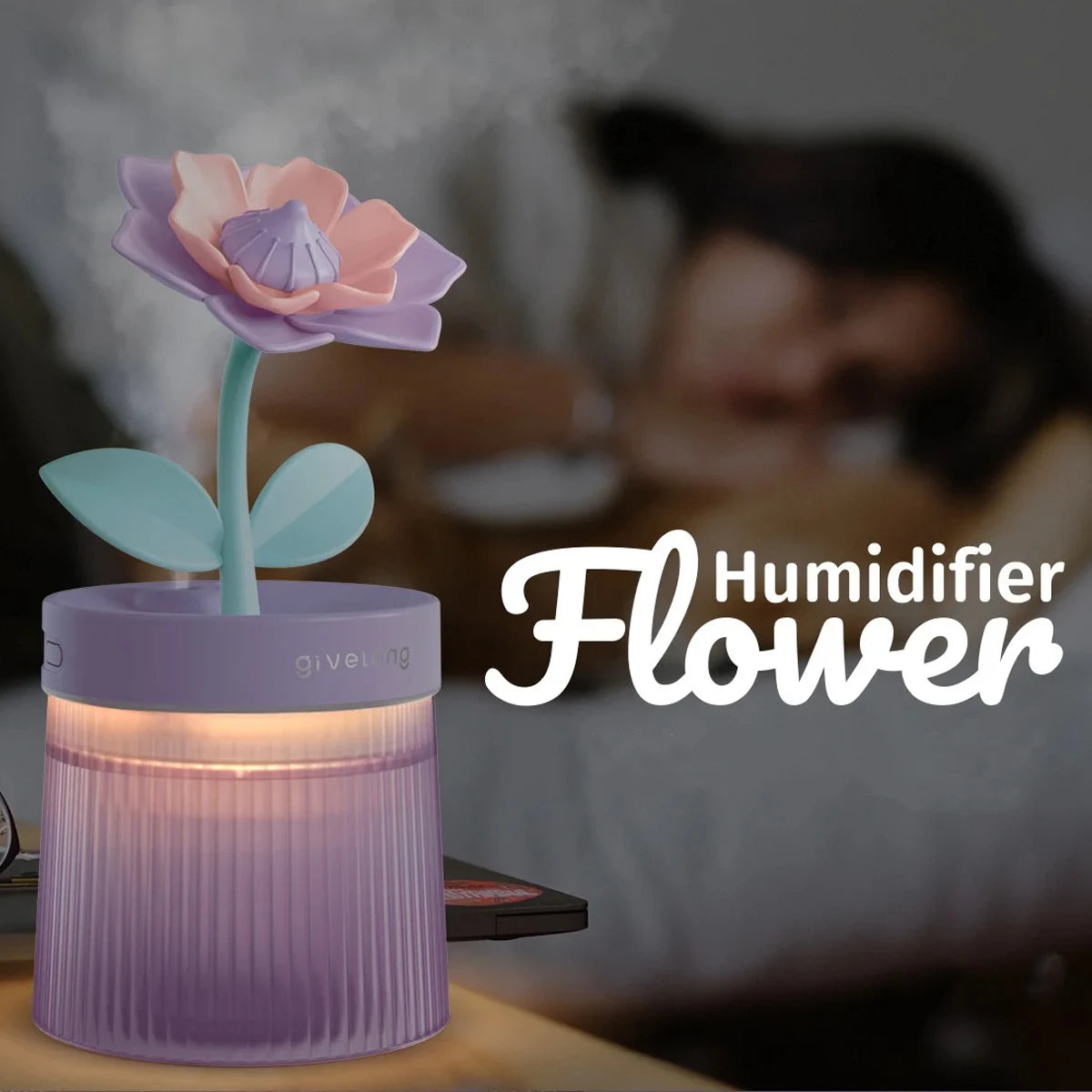 2026 USB Portable Ultrasonic Humidifier - Colorful Cup Aroma Diffuser, Cool Mist Maker, Flower Air Purifier with LED Light